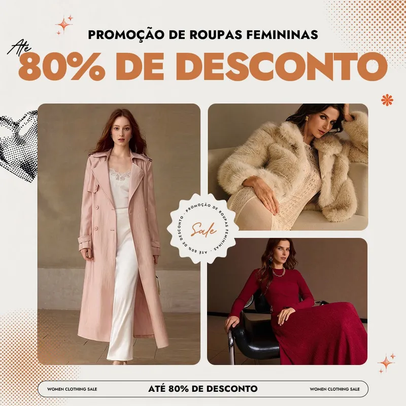 Promoção de roupas femininas - Até 80% OFF