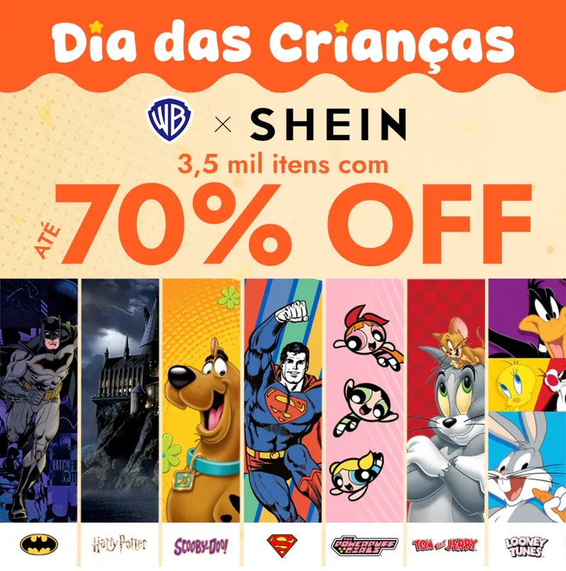 SHEIN WARNER
Até 70% OFF